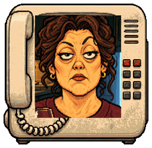 Donna, the desk-phone portrait from the show.